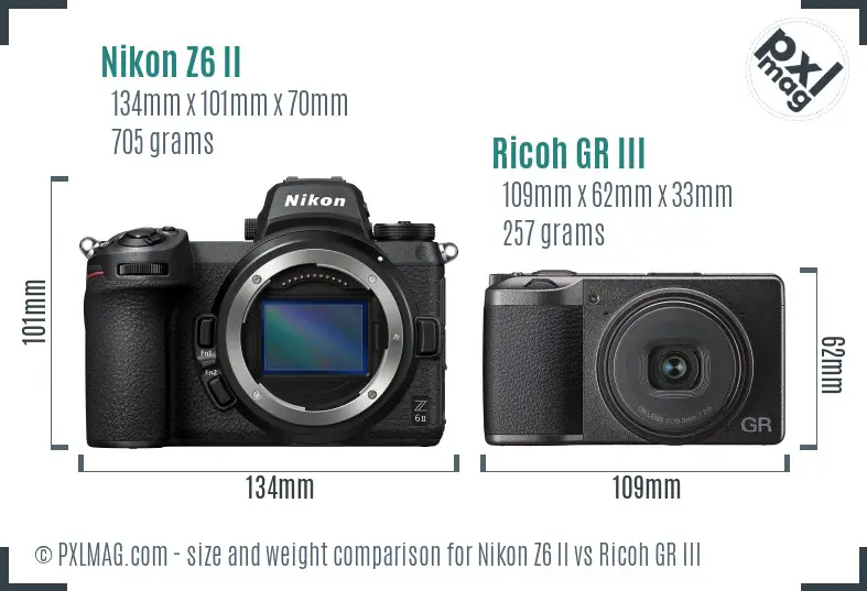 Nikon Z6 II vs Ricoh GR III size comparison