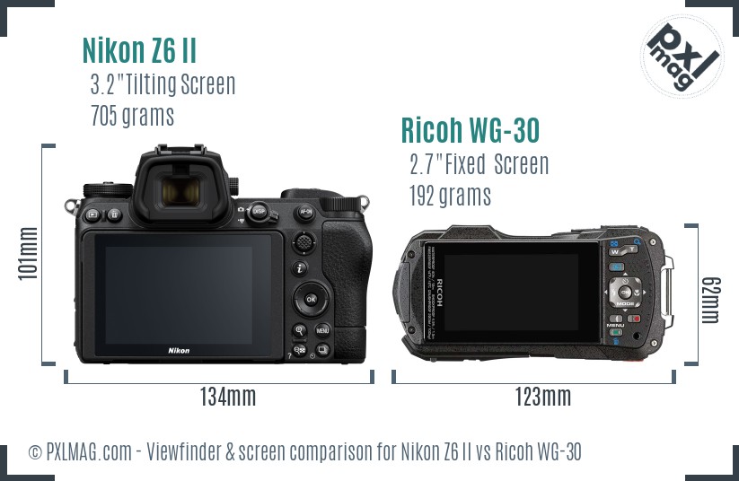 Nikon Z6 II vs Ricoh WG-30 Screen and Viewfinder comparison