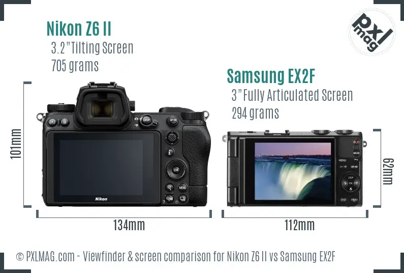 Nikon Z6 II vs Samsung EX2F Screen and Viewfinder comparison