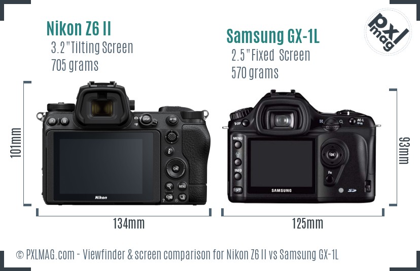 Nikon Z6 II vs Samsung GX-1L Screen and Viewfinder comparison