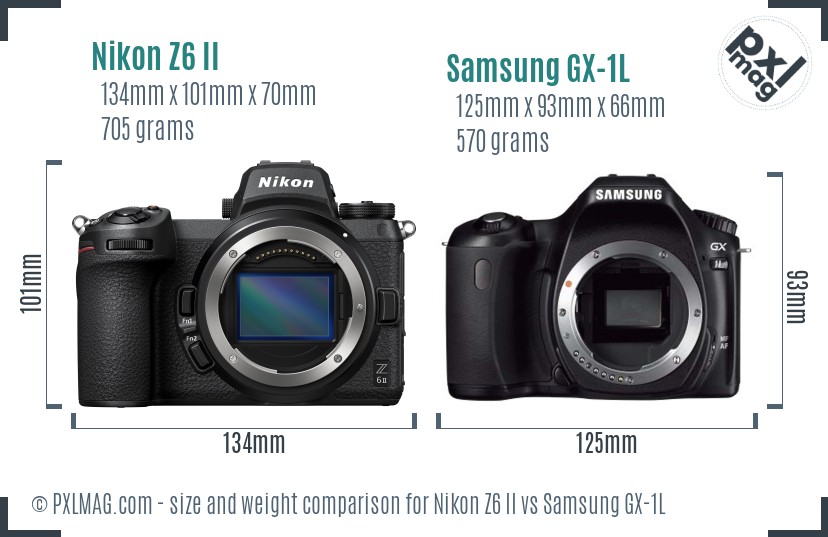Nikon Z6 II vs Samsung GX-1L size comparison