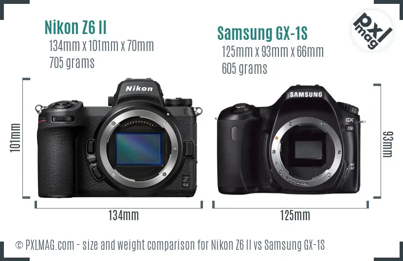 Nikon Z6 II vs Samsung GX-1S size comparison