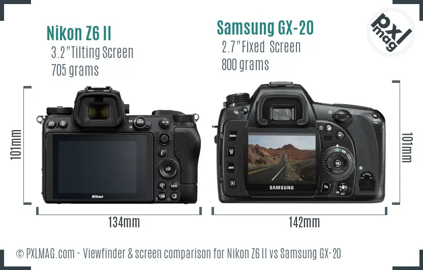 Nikon Z6 II vs Samsung GX-20 Screen and Viewfinder comparison