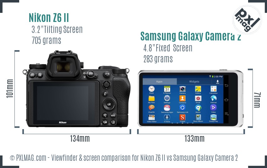 Nikon Z6 II vs Samsung Galaxy Camera 2 Screen and Viewfinder comparison