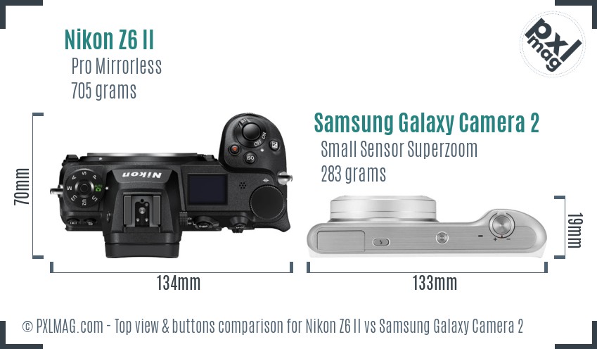 Nikon Z6 II vs Samsung Galaxy Camera 2 top view buttons comparison