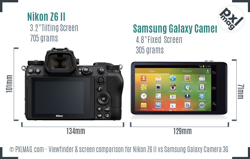 Nikon Z6 II vs Samsung Galaxy Camera 3G Screen and Viewfinder comparison