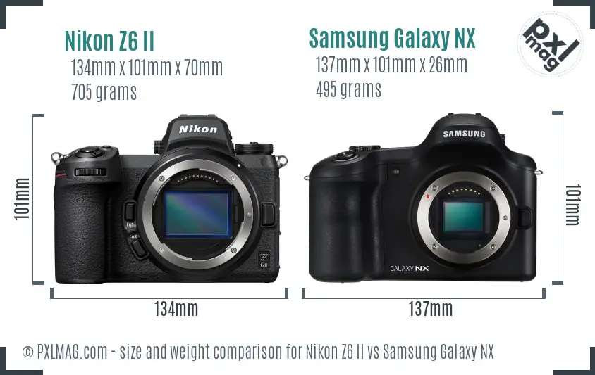 Nikon Z6 II vs Samsung Galaxy NX size comparison