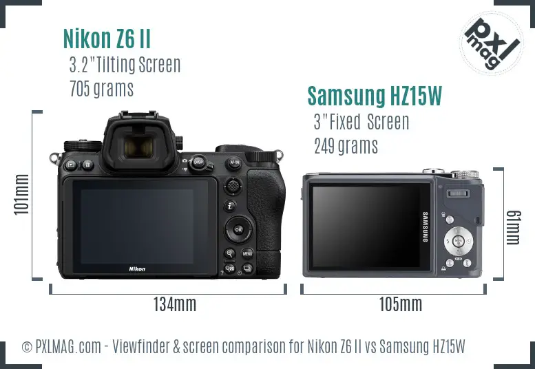 Nikon Z6 II vs Samsung HZ15W Screen and Viewfinder comparison Nikon Z6 II vs Samsung HZ15W Screen and Viewfinder comparison