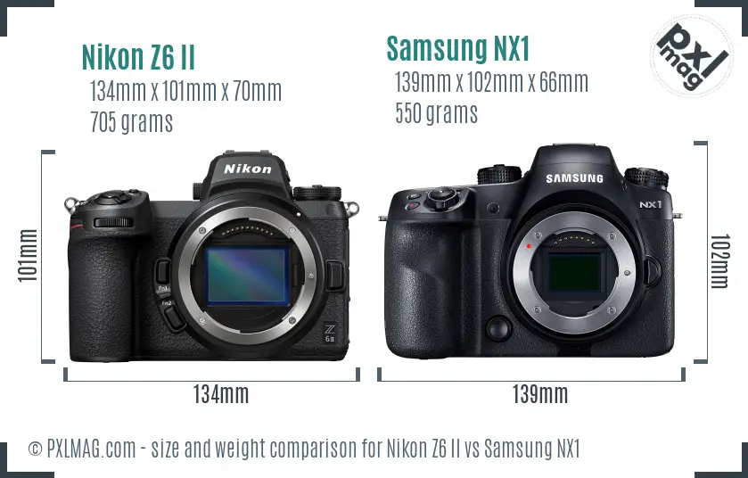 Nikon Z6 II vs Samsung NX1 size comparison