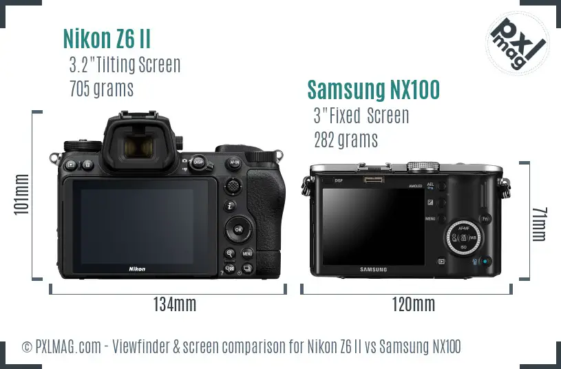 Nikon Z6 II vs Samsung NX100 Screen and Viewfinder comparison