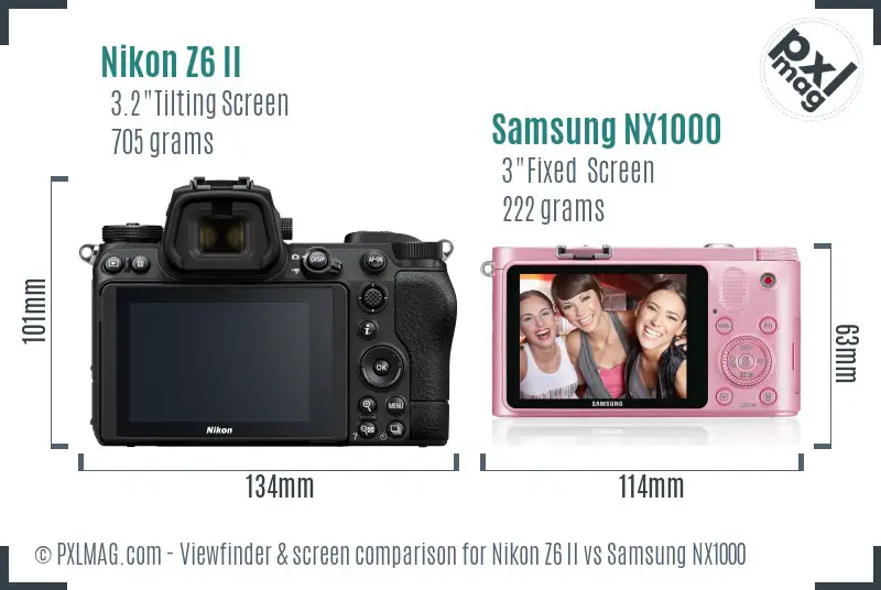 Nikon Z6 II vs Samsung NX1000 Screen and Viewfinder comparison