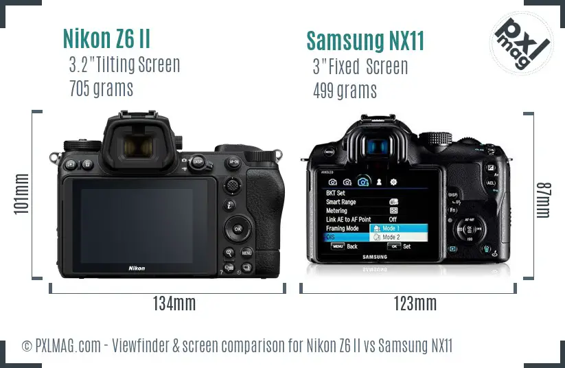Nikon Z6 II vs Samsung NX11 Screen and Viewfinder comparison