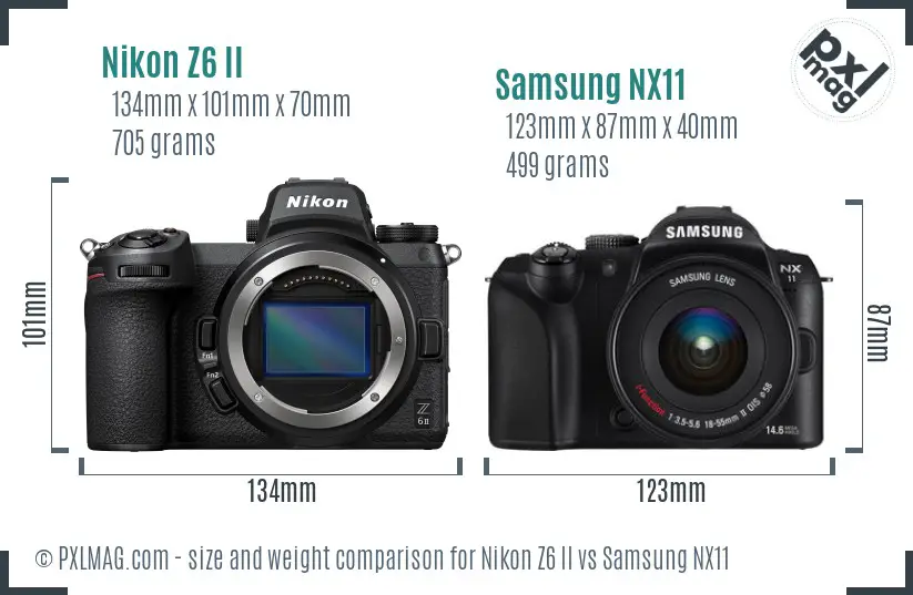 Nikon Z6 II vs Samsung NX11 size comparison