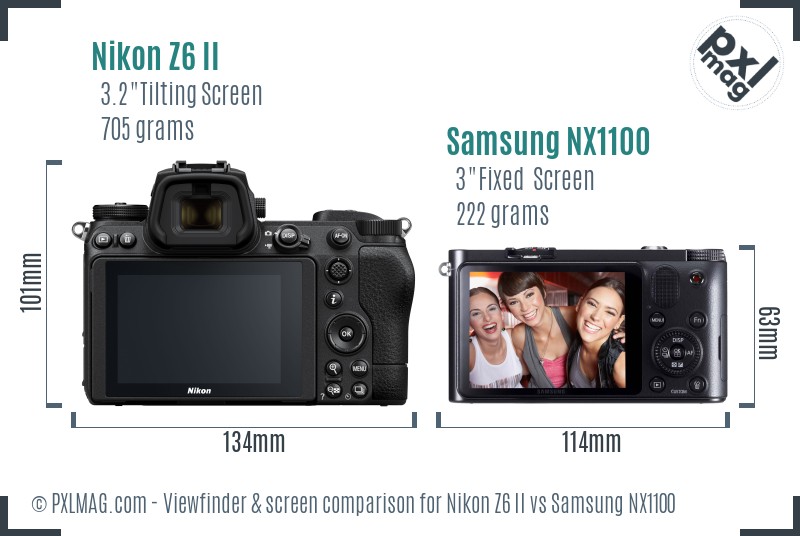 Nikon Z6 II vs Samsung NX1100 Screen and Viewfinder comparison