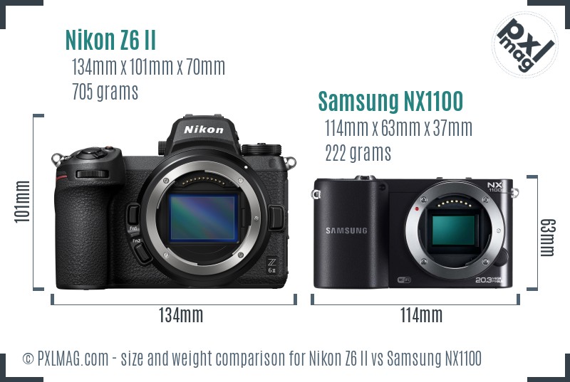 Nikon Z6 II vs Samsung NX1100 size comparison