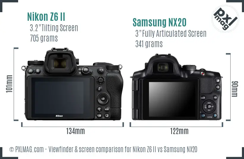 Nikon Z6 II vs Samsung NX20 Screen and Viewfinder comparison