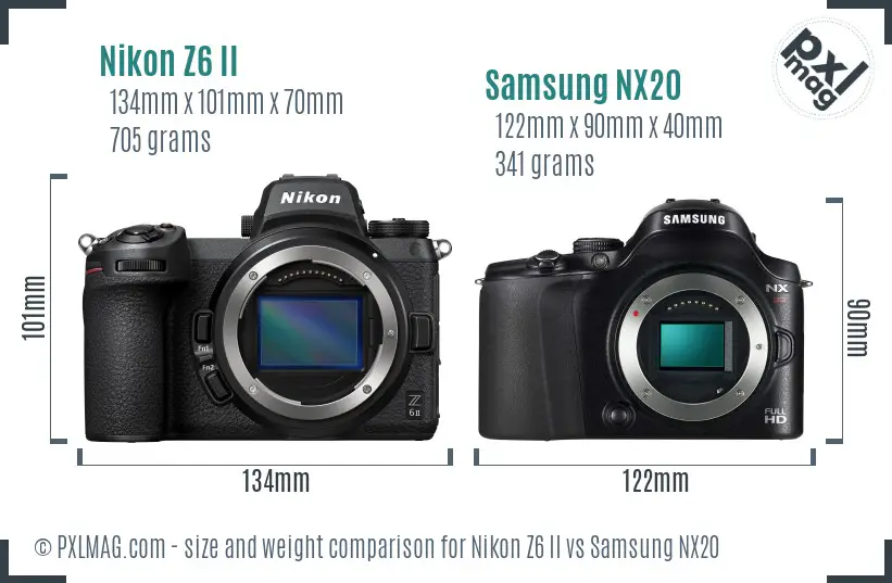 Nikon Z6 II vs Samsung NX20 size comparison