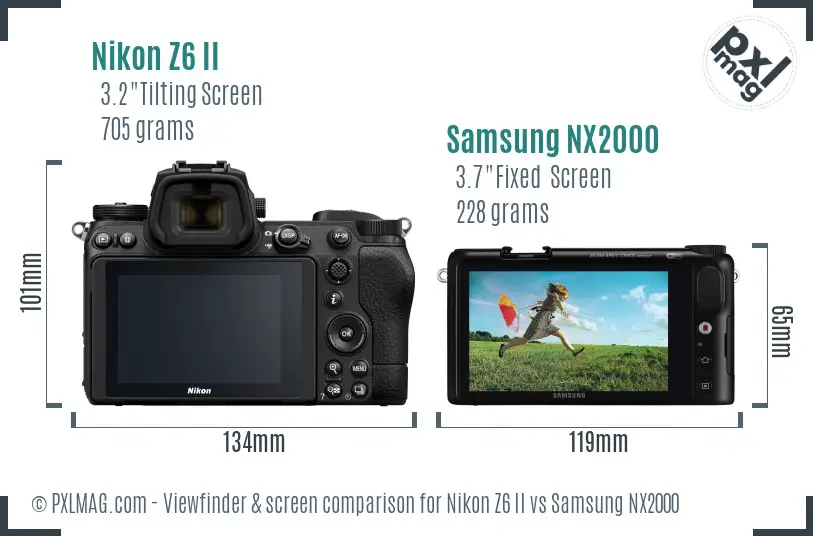 Nikon Z6 II vs Samsung NX2000 Screen and Viewfinder comparison Nikon Z6 II vs Samsung NX2000 Screen and Viewfinder comparison