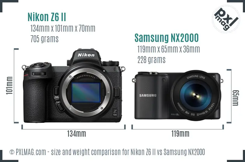 Nikon Z6 II vs Samsung NX2000 size comparison Nikon Z6 II vs Samsung NX2000 size comparison
