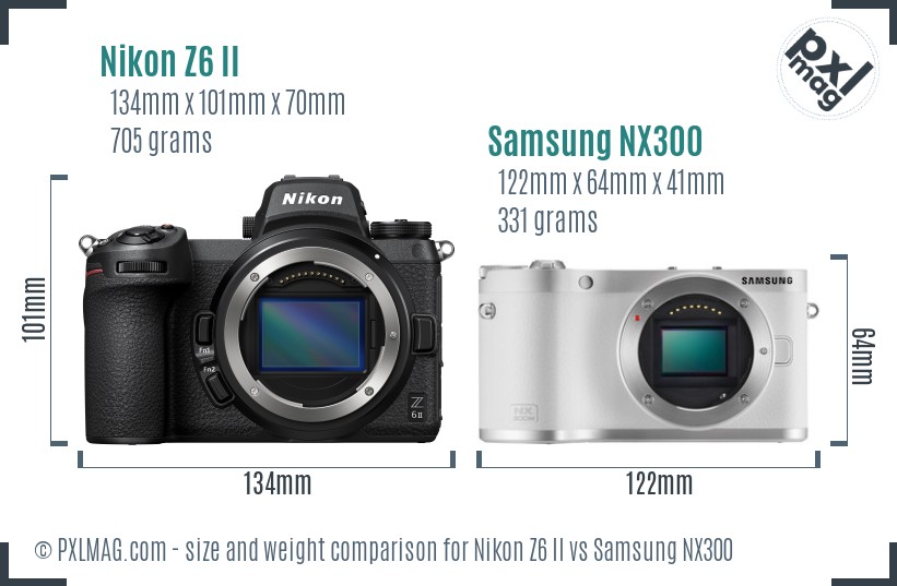 Nikon Z6 II vs Samsung NX300 size comparison