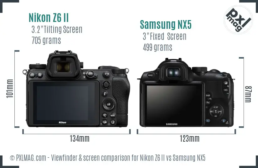 Nikon Z6 II vs Samsung NX5 Screen and Viewfinder comparison Nikon Z6 II vs Samsung NX5 Screen and Viewfinder comparison