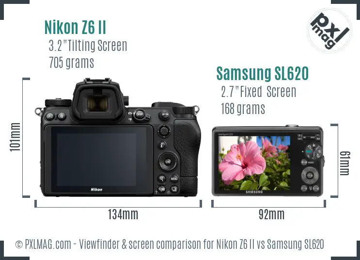 Nikon Z6 II vs Samsung SL620 Screen and Viewfinder comparison