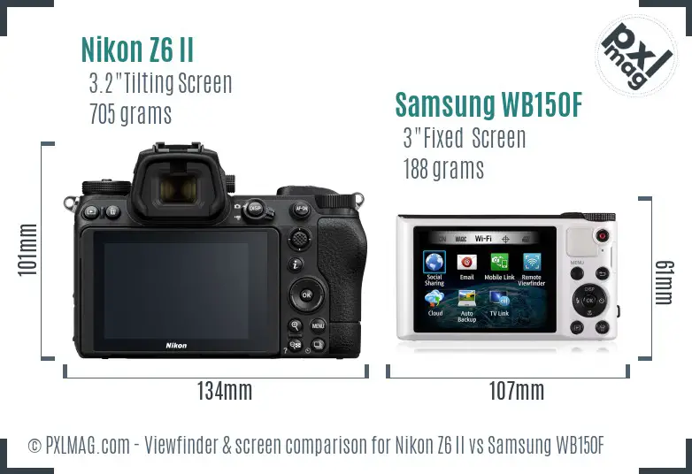 Nikon Z6 II vs Samsung WB150F Screen and Viewfinder comparison