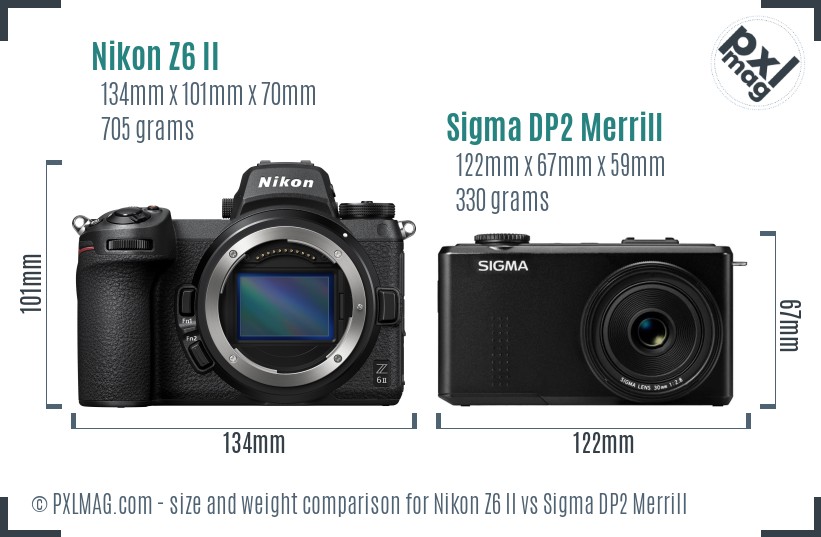 Nikon Z6 II vs Sigma DP2 Merrill size comparison