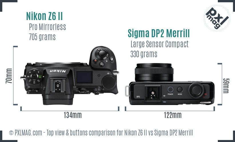 Nikon Z6 II vs Sigma DP2 Merrill top view buttons comparison
