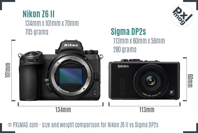 Nikon Z6 II vs Sigma DP2s size comparison