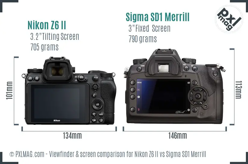 Nikon Z6 II vs Sigma SD1 Merrill Screen and Viewfinder comparison