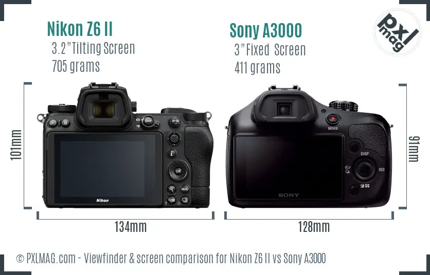 Nikon Z6 II vs Sony A3000 Screen and Viewfinder comparison