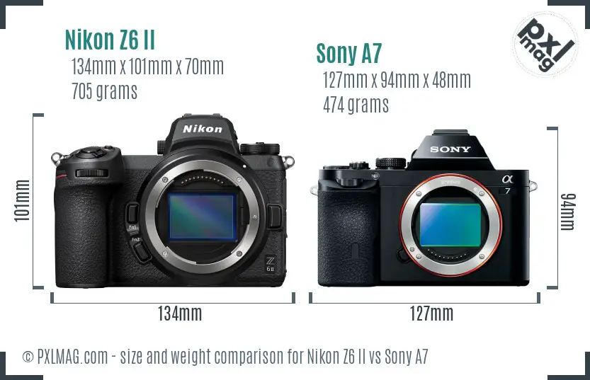 Nikon Z6 II vs Sony A7 size comparison