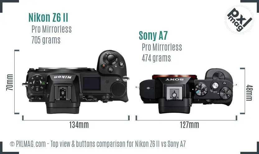Nikon Z6 II vs Sony A7 top view buttons comparison
