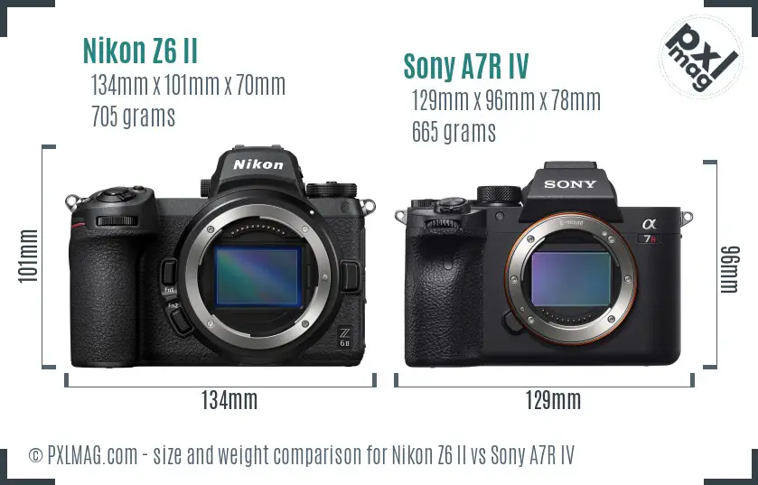 Nikon Z6 II vs Sony A7R IV size comparison