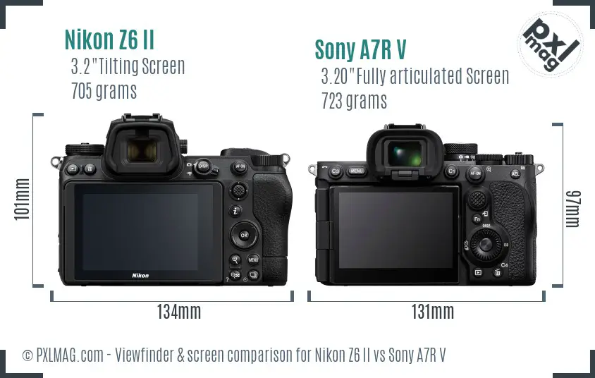 Nikon Z6 II vs Sony A7R V Screen and Viewfinder comparison