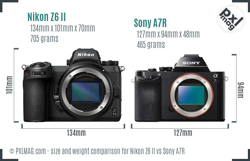 Nikon Z6 II vs Sony A7R size comparison