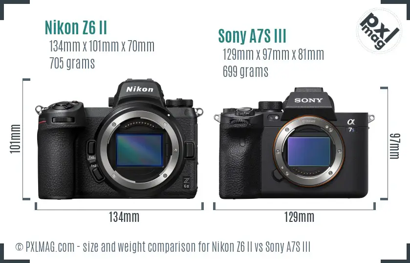 Nikon Z6 II vs Sony A7S III size comparison