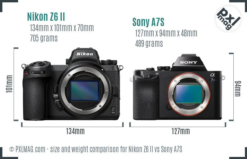 Nikon Z6 II vs Sony A7S size comparison