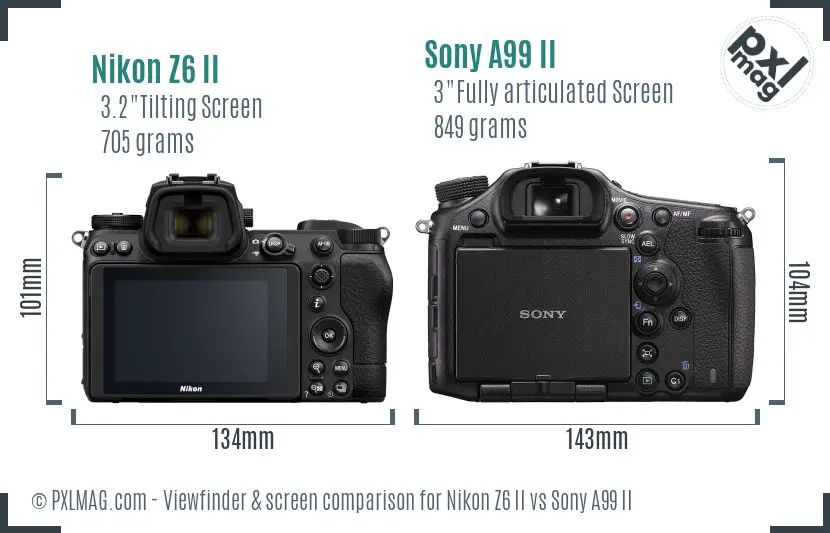 Nikon Z6 II vs Sony A99 II Screen and Viewfinder comparison