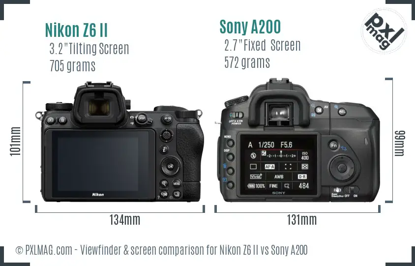 Nikon Z6 II vs Sony A200 Screen and Viewfinder comparison
