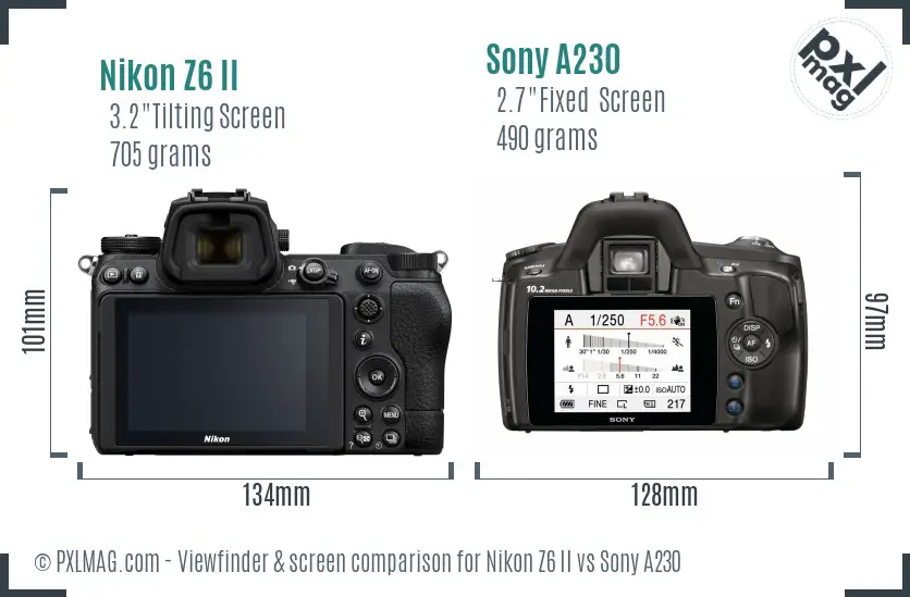 Nikon Z6 II vs Sony A230 Screen and Viewfinder comparison
