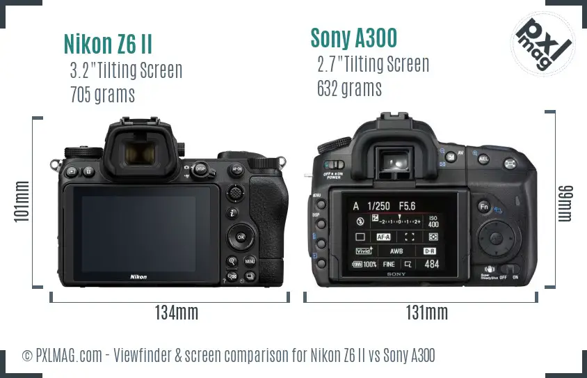 Nikon Z6 II vs Sony A300 Screen and Viewfinder comparison