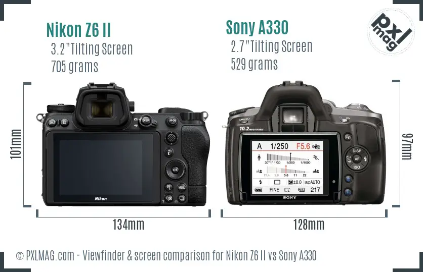 Nikon Z6 II vs Sony A330 Screen and Viewfinder comparison