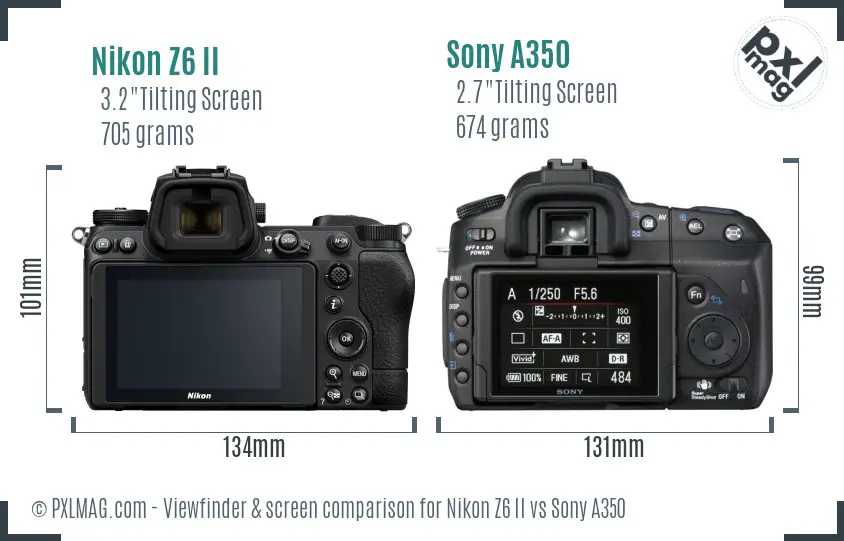 Nikon Z6 II vs Sony A350 Screen and Viewfinder comparison