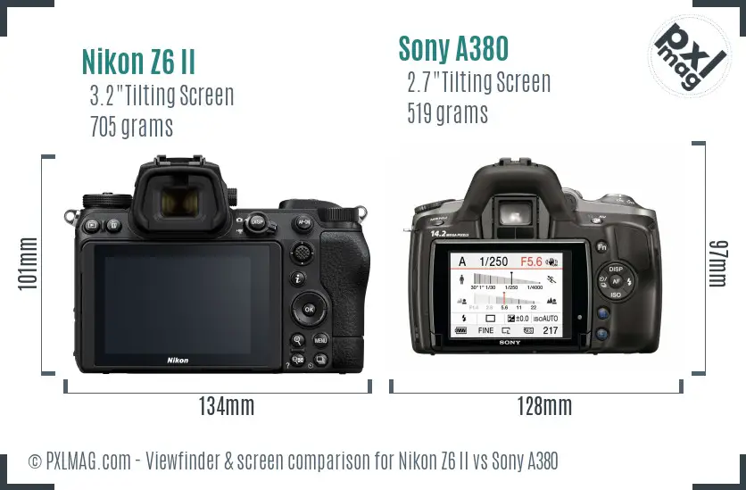 Nikon Z6 II vs Sony A380 Screen and Viewfinder comparison