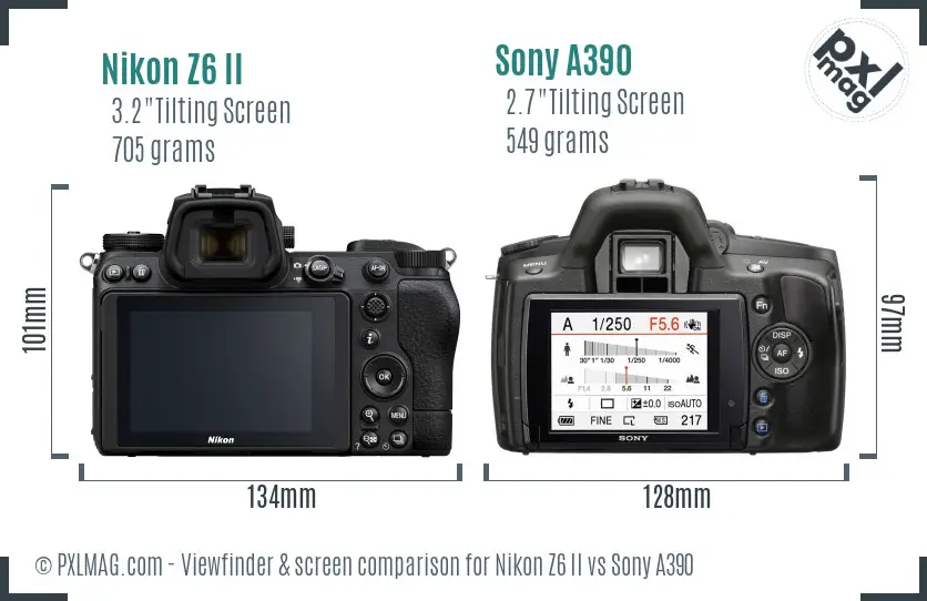 Nikon Z6 II vs Sony A390 Screen and Viewfinder comparison