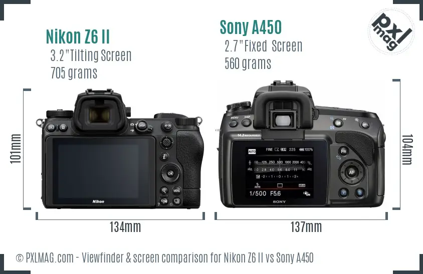 Nikon Z6 II vs Sony A450 Screen and Viewfinder comparison