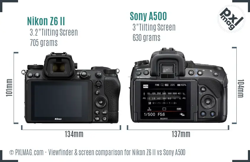 Nikon Z6 II vs Sony A500 Screen and Viewfinder comparison Nikon Z6 II vs Sony A500 Screen and Viewfinder comparison