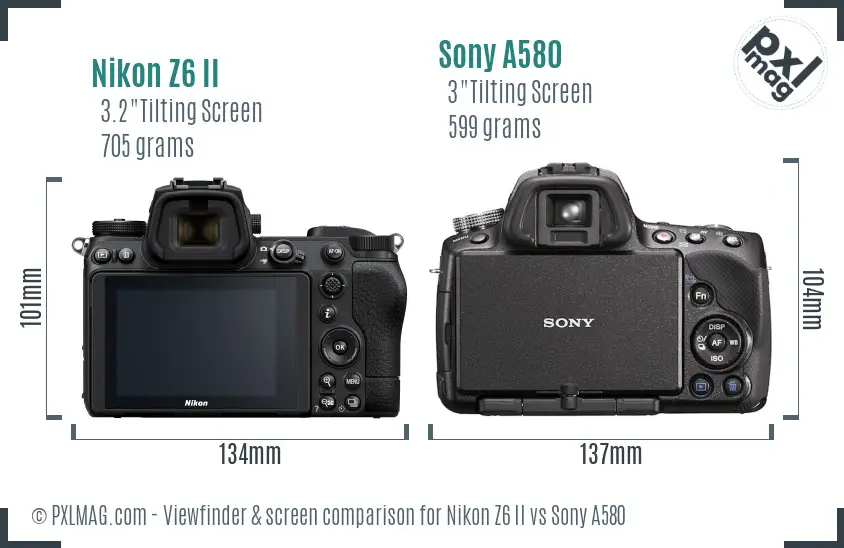 Nikon Z6 II vs Sony A580 Screen and Viewfinder comparison